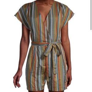 FRENCH CONNECTION Vanya Seersucker Striped Romper NWT size 10